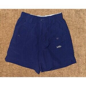 AFTCO Shorts Mens Performance Fishing Size 26 Blue Nylon Elastic Waist